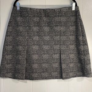 LOFT Skirt Pleated A-Line Black White Knit Glen Plaid Office Work Size Large